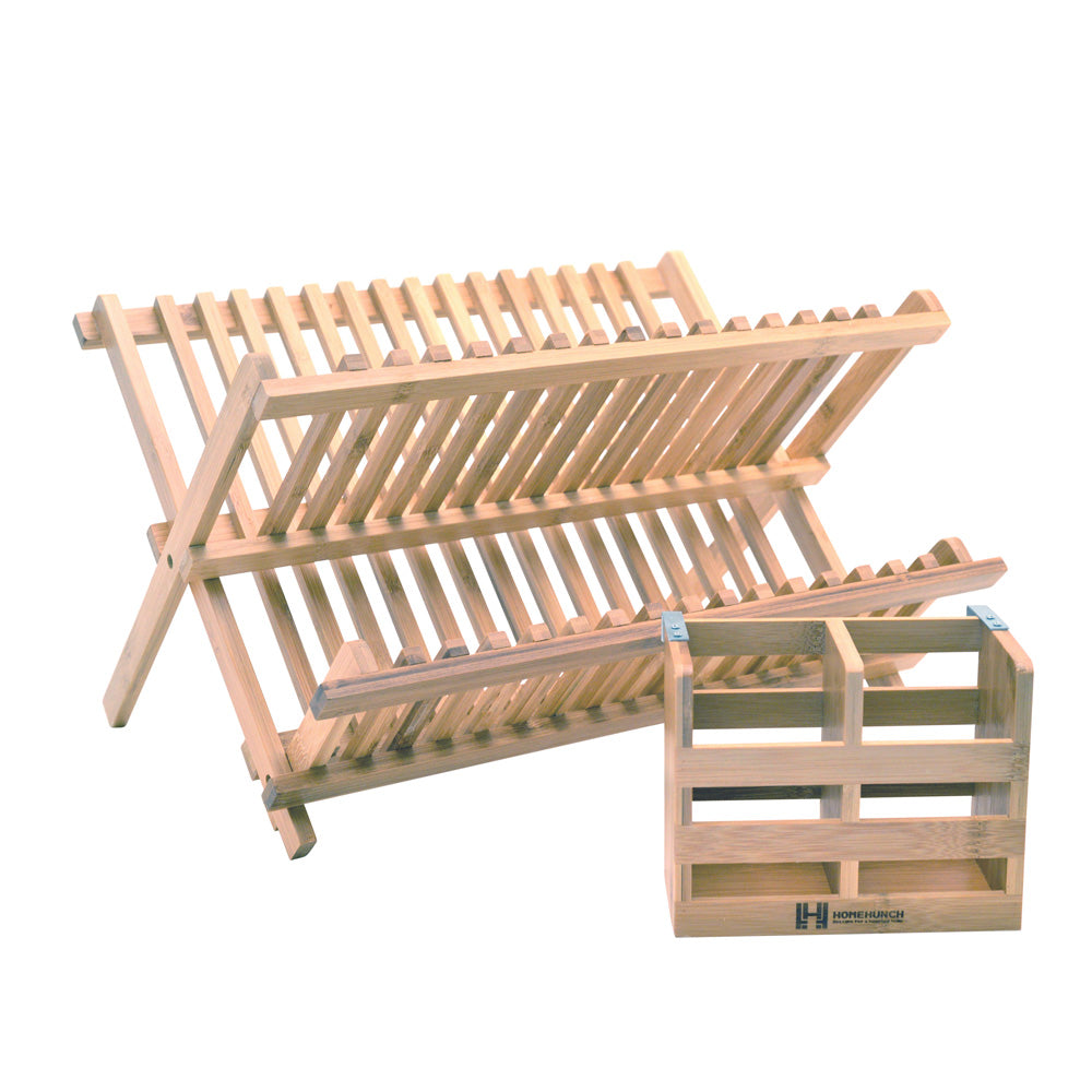 Bamboo Dish Rack Drying Rack Holder Utensil Drainer Plate Storage
